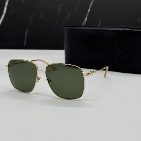 NEW VALENTINO VLS-171A GOLD GREEN SQUARE SUNGLASSES VALENTINO